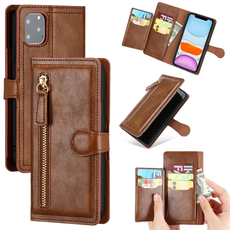 Zipper Flip Wallet Phone Case with Card Slots